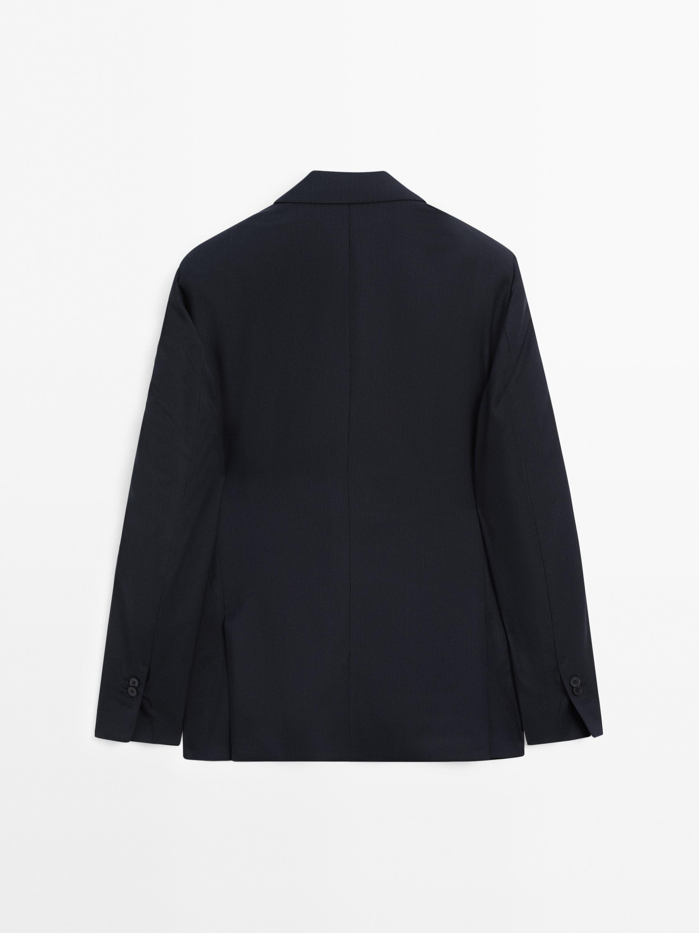 Pinstripe wool suit blazer